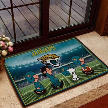 Jacksonville Jaguars NFL Snoopy And Friends At The Football Stadium Doormat Welcome Mat DM1766