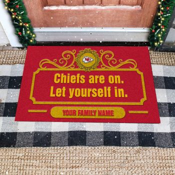 Kansas City Chiefs Are On Let Yourself In Custom Personalized Doormat Welcome Mat DM1906