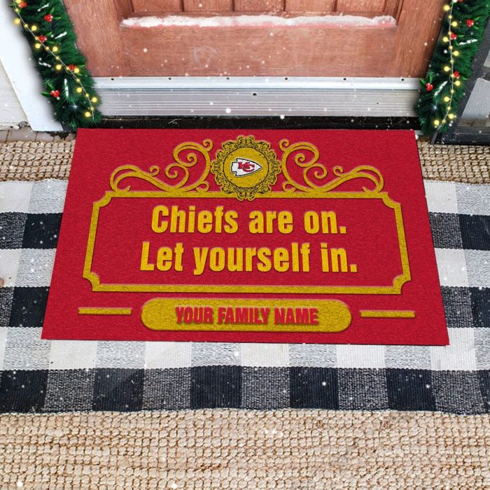 Kansas City Chiefs Are On Let Yourself In Custom Personalized Doormat Welcome Mat DM1906