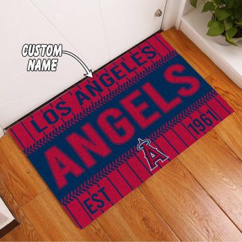 Los Angeles Angels Custom Name Funny Luxury Front Entrance Doormat Welcome Mat DM2003