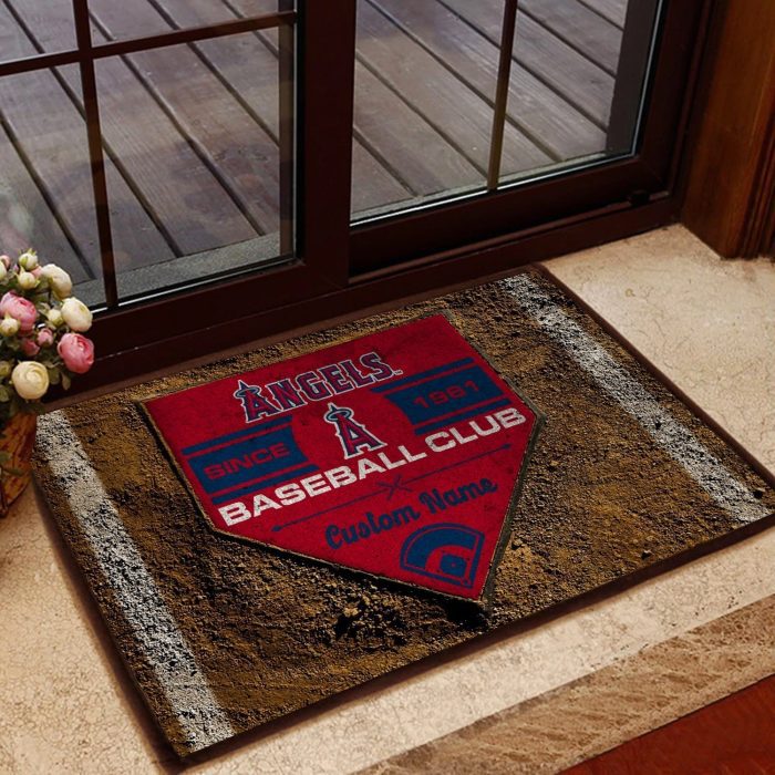 Los Angeles Angels MLB Retro Vintage Style Custom Name Personalized Doormat Welcome Mat DM1760