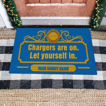 Los Angeles Chargers Are On Let Yourself In Custom Personalized Doormat Welcome Mat DM1928