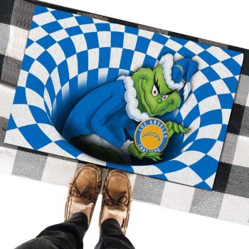 Los Angeles Chargers NFL Grinch 3D Illusion Funny Classic Entrance Doormat Welcome Mat DM1901