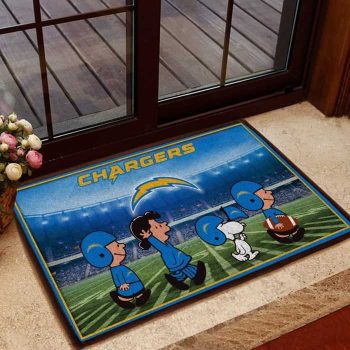 Los Angeles Chargers NFL Snoopy And Friends At The Football Doormat Welcome Mat DM1779