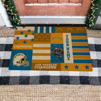 Los Angeles Chargers Retro Vintage Style Custom Name Personalized Entrance Doormat Welcome Mat DM1798