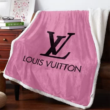 Louis Vuitton Black Logo Pinky Luxury Brand Blanket Sofa Bedding Room Decor BL3000