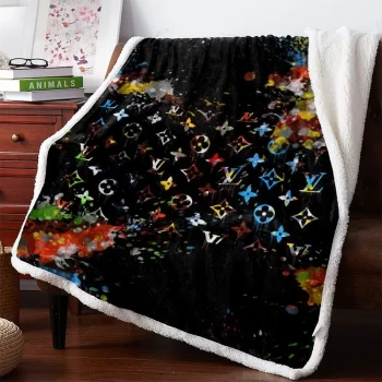 Louis Vuitton Colorful Fashion Luxury Brand Premium Fleece Sherpa Blanket Sofa Decor BL3100