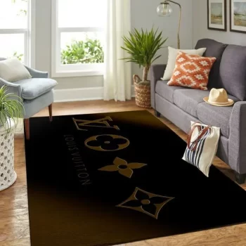 Louis Vuitton Dark Logo Luxury Area Rug Carpet Floor Decor RR2750