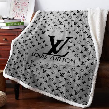 Louis Vuitton Grey Fashion Luxury Brand Premium Fleece Sherpa Blanket Sofa Decor BL3101