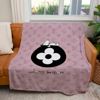 Louis Vuitton Snoopy Pinky Luxury Brand Premium Fleece Sherpa Blanket Sofa Decor BL3054