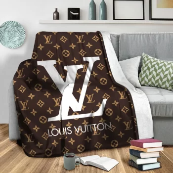 Louis Vuitton White Logo Brown Blanket Sofa Bedding Room Decor BL3002