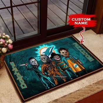 Miami Dolphins 3D Doormats Halloween NFL Custom Name DM1050