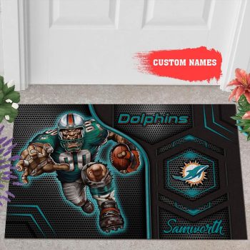 Miami Dolphins 3D Doormats NFL Custom Name Doormat DM1068