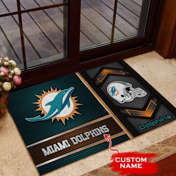 Miami Dolphins Custom Name Doormat Welcome Mat Outdoor Door DM1378