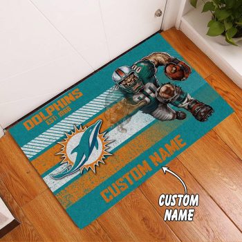 Miami Dolphins Custom Name Funny Luxury Front Entrance Doormat DM1652