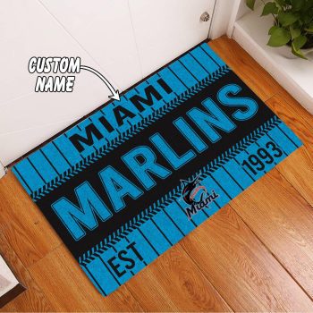 Miami Marlins Custom Name Personalized Luxury Front Entrance Doormat DM1472