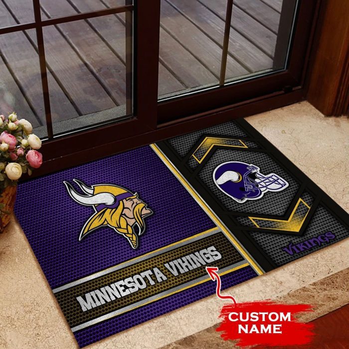 Minnesota Vikings Custom Name Doormat Welcome Mat Outdoor Door DM1380