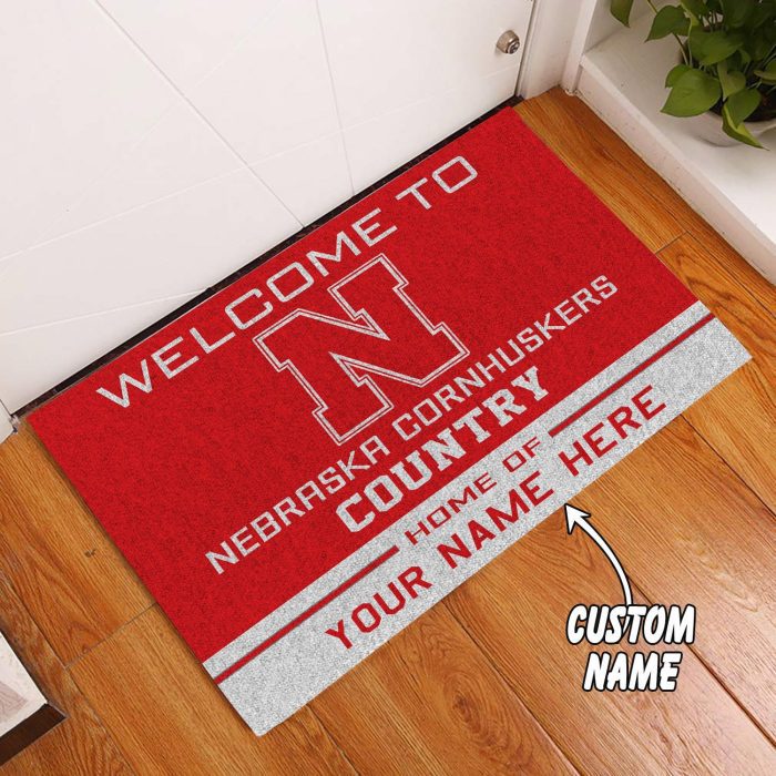 Nebraska Cornhuskers Country Custom Name Funny Luxury Front Entrance Doormat Welcome Mat DM2027