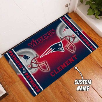 New England Patriots Custom Name Funny Luxury Front Entrance Doormat Welcome Mat DM1995