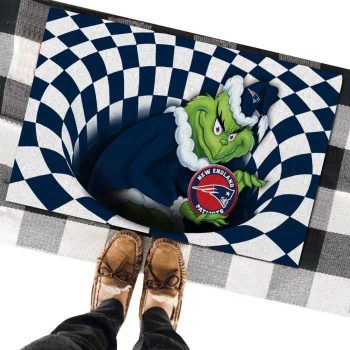 New England Patriots NFL Grinch 3D Illusion Funny Classic Entrance Doormat Welcome Mat DM1895