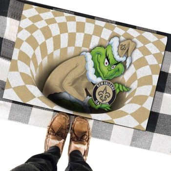 New Orleans Saints NFL Grinch 3D Illusion Funny Classic Entrance Doormat Welcome Mat DM1898