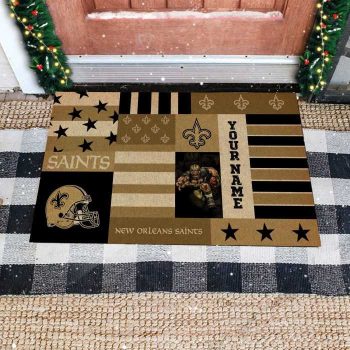 New Orleans Saints Retro Vintage Style Custom Name Personalized Entrance Doormat Welcome Mat DM1802