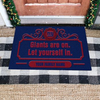 New York Giants Are On Let Yourself In Custom Personalized Doormat Welcome Mat DM1917