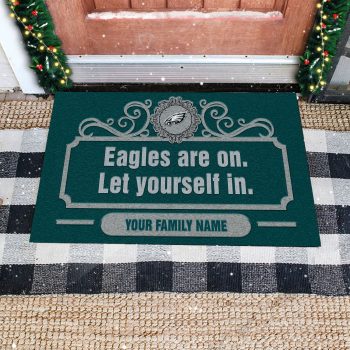 Philadelphia Eagles Are On Let Yourself In Custom Personalized Retro Doormat Welcome Mat DM1929