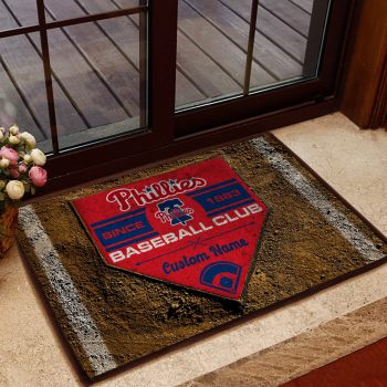 Philadelphia Phillies MLB Retro Vintage Style Custom Name Personalized Entrance Doormat Welcome Mat DM1742