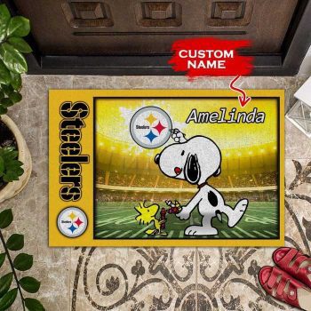 Pittsburgh Steelers Doormats Snoopy NFL 02 Custom Name Doormat DM1223