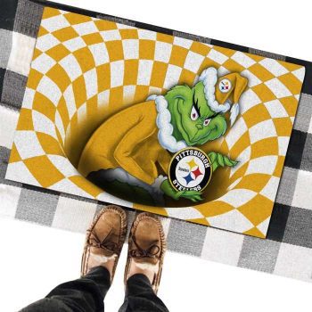 Pittsburgh Steelers NFL Grinch 3D Illusion Funny Classic Entrance Doormat DM1394
