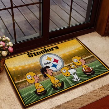 Pittsburgh Steelers NFL Snoopy And Friends At The Football Stadium Doormat Welcome Mat DM1795