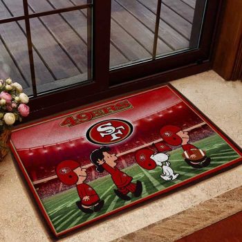 San Francisco 49Ers NFL Snoopy And Friends At The Football Doormat Welcome Mat DM1781