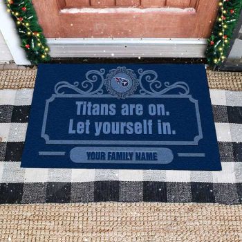 Tennessee Titans Are On Let Yourself In Custom Personalized Retro Doormat Welcome Mat DM1920
