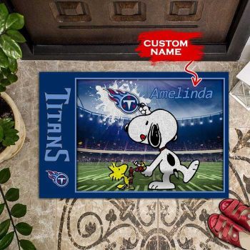 Tennessee Titans Doormats Snoopy NFL 02 Custom Name Doormat DM1184