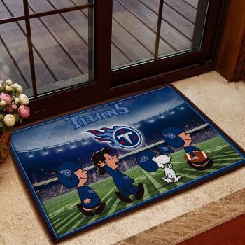 Tennessee Titans NFL Snoopy And Friends At The Football Stadium Doormat Welcome Mat DM1773