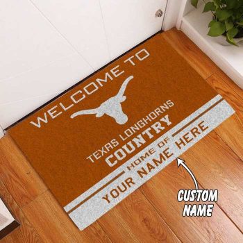 Texas Longhorns Country Custom Name Funny Luxury Front Entrance Doormat Welcome Mat DM2022