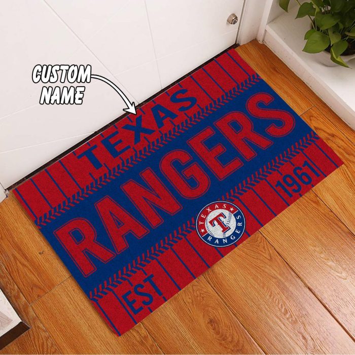 Texas Rangers Custom Name Funny Luxury Front Entrance Doormat DM1517