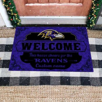 This House Cheers For Baltimore Ravens Custom Name Personalized Entrance Doormat Welcome Mat DM1867