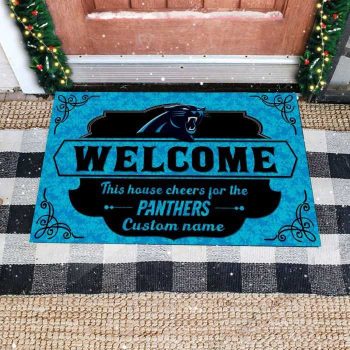 This House Cheers For Carolina Panthers Custom Name Personalized Entrance Doormat Welcome Mat DM1850