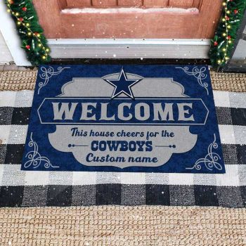 This House Cheers For Dallas Cowboys Custom Name Personalized Entrance Doormat Welcome Mat DM1863