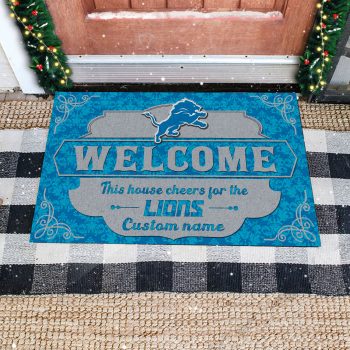 This House Cheers For Detroit Lions Custom Name Personalized Entrance Doormat Welcome Mat DM1854