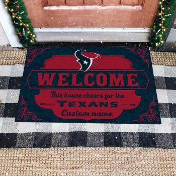 This House Cheers For Houston Texans Custom Name Personalized Entrance Doormat Welcome Mat DM1851