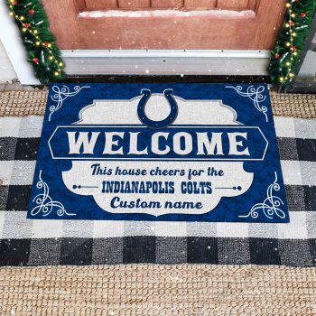 This House Cheers For Indianapolis Colts Custom Name Personalized Entrance Doormat Welcome Mat DM1865