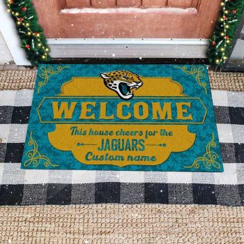 This House Cheers For Jacksonville Jaguars Custom Name Personalized Entrance Doormat Welcome Mat DM1843