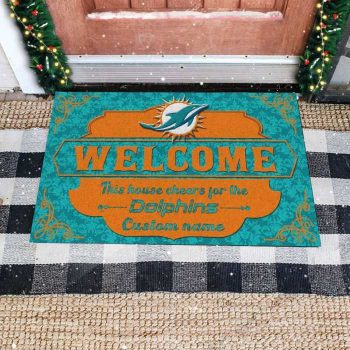 This House Cheers For Miami Dolphins Custom Name Personalized Entrance Doormat Welcome Mat DM1840