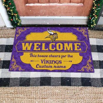 This House Cheers For Minnesota Vikings Custom Name Personalized Entrance Doormat Welcome Mat DM1845