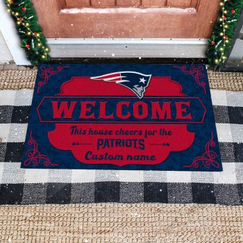 This House Cheers For New England Patriots Custom Name Personalized Doormat Welcome Mat DM1876