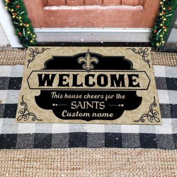 This House Cheers For New Orleans Saints Custom Name Personalized Doormat Welcome Mat DM1864