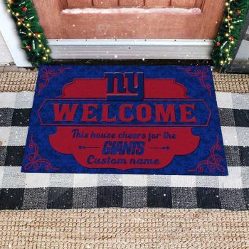 This House Cheers For New York Giants Custom Name Personalized Doormat Welcome Mat DM1848